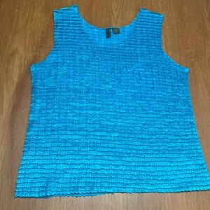 Sere Nade Teal Textured Sleeveless Stretch Dressy Tank, Scoop Neck, Size 2XL